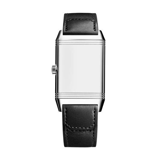 JLC - Reverso Classic Monoface Small Seconds - 45.6 MM x 27.4 MM - Stainless Steel - Silvered-Gray Guilloché Dial - Black Leather Strap - Q3858524