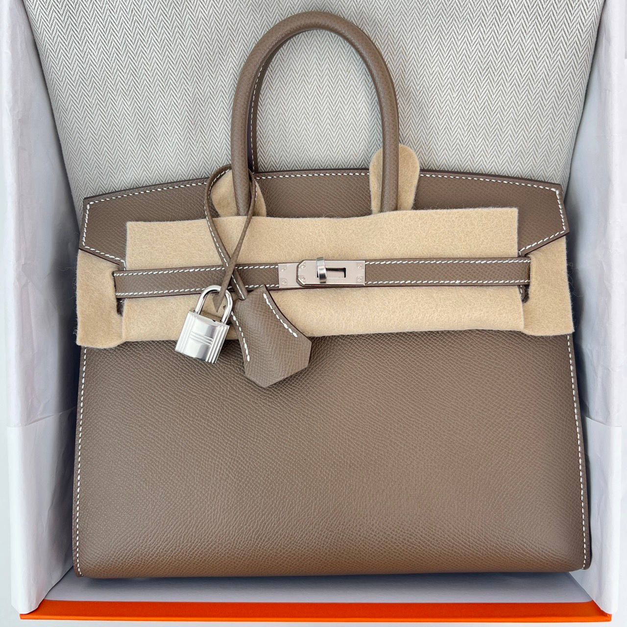 Hermès Birkin Sellier 25 - Etoupe Epsom - Palladium Hardware - B25EEPHW