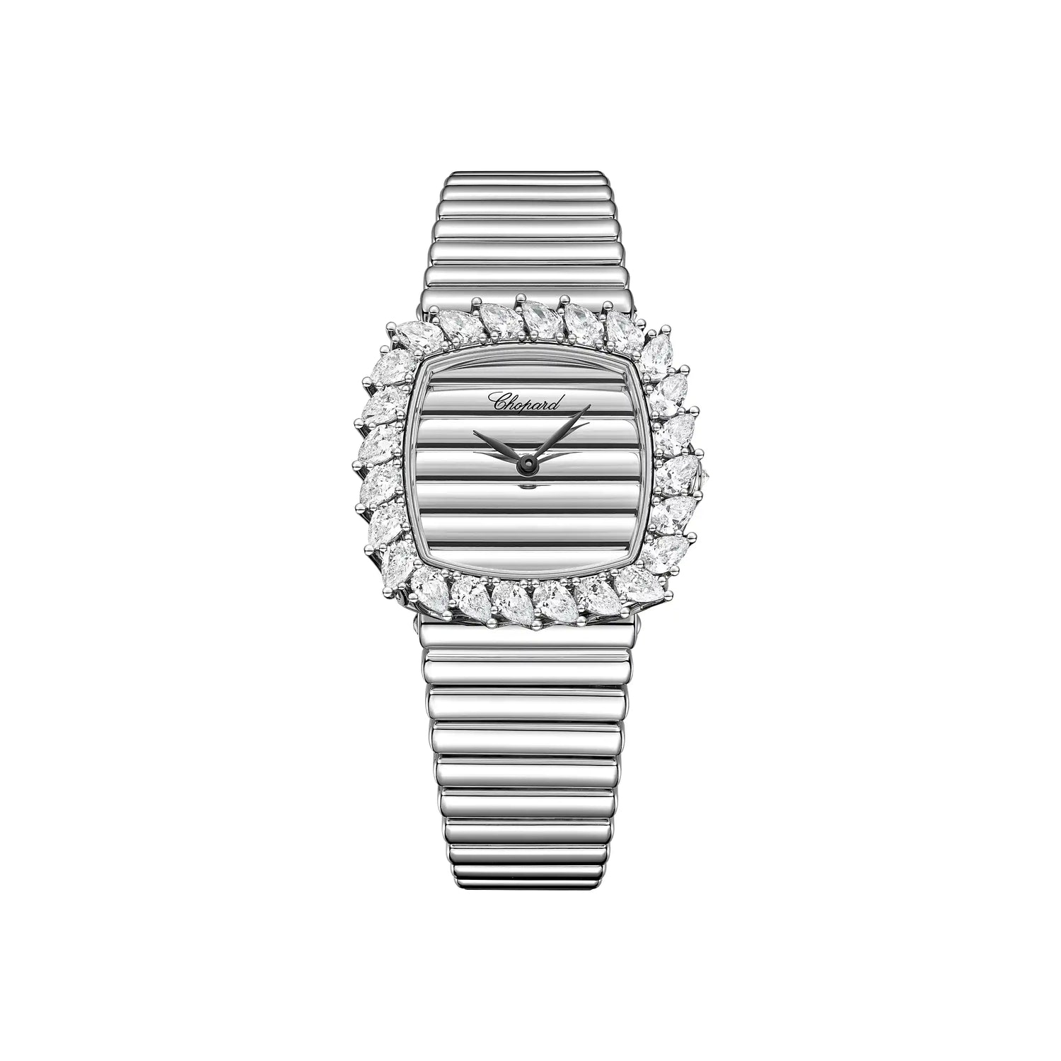 Chopard L'Heure Du Diamant - White Gold - 33 MM - White Gold Bracelet - Diamond Bezel - White Gold Fluted Dial - 10A387-1515