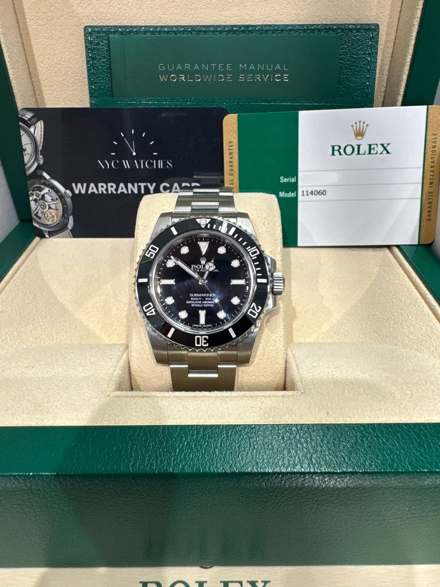 Rolex Oystersteel Submariner 40 MM - Oyster Bracelet - Black No Date Dial - 114060