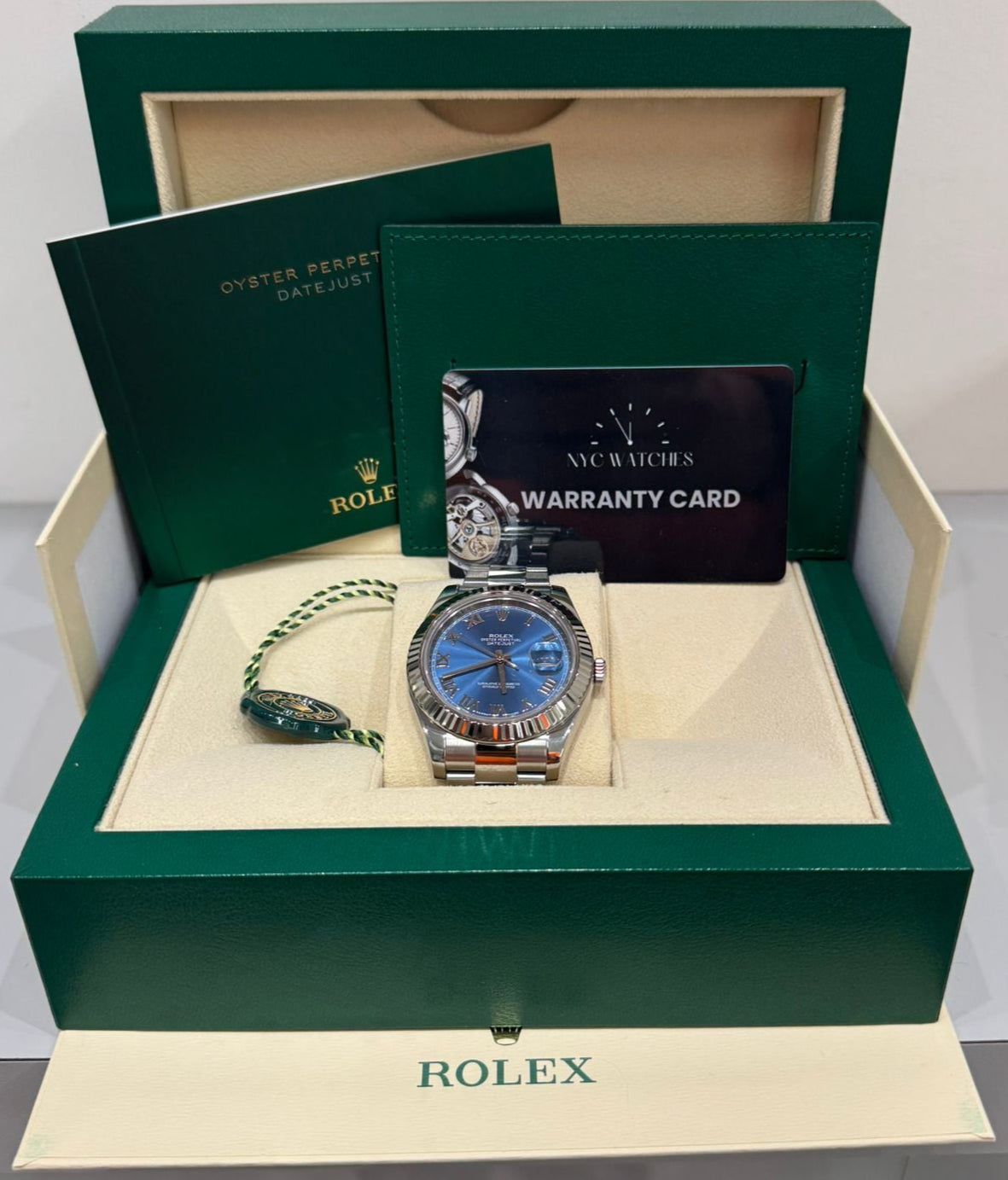 Rolex Stainless Steel and White Gold Datejust 41 Date Watch - 41 MM - Oyster Bracelet - Fluted Bezel - Blue Roman Dial - 116334-0004