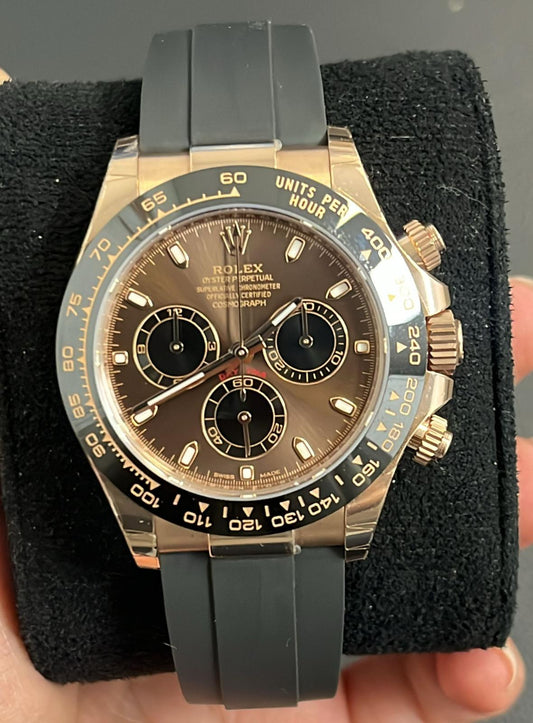 Rolex Rose Gold Daytona Watch - 40 MM - Oysterflex Strap - Chocolate Index Dial - 116515LN choiof