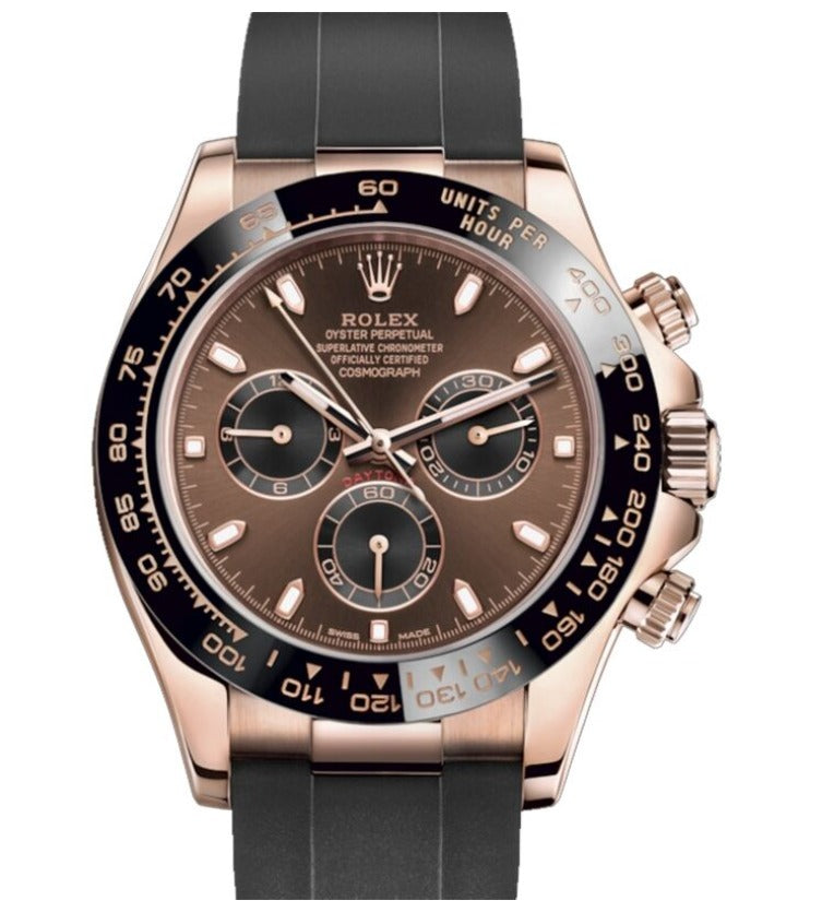 Rolex Rose Gold Daytona Watch - 40 MM - Oysterflex Strap - Chocolate Index Dial - 116515LN choiof