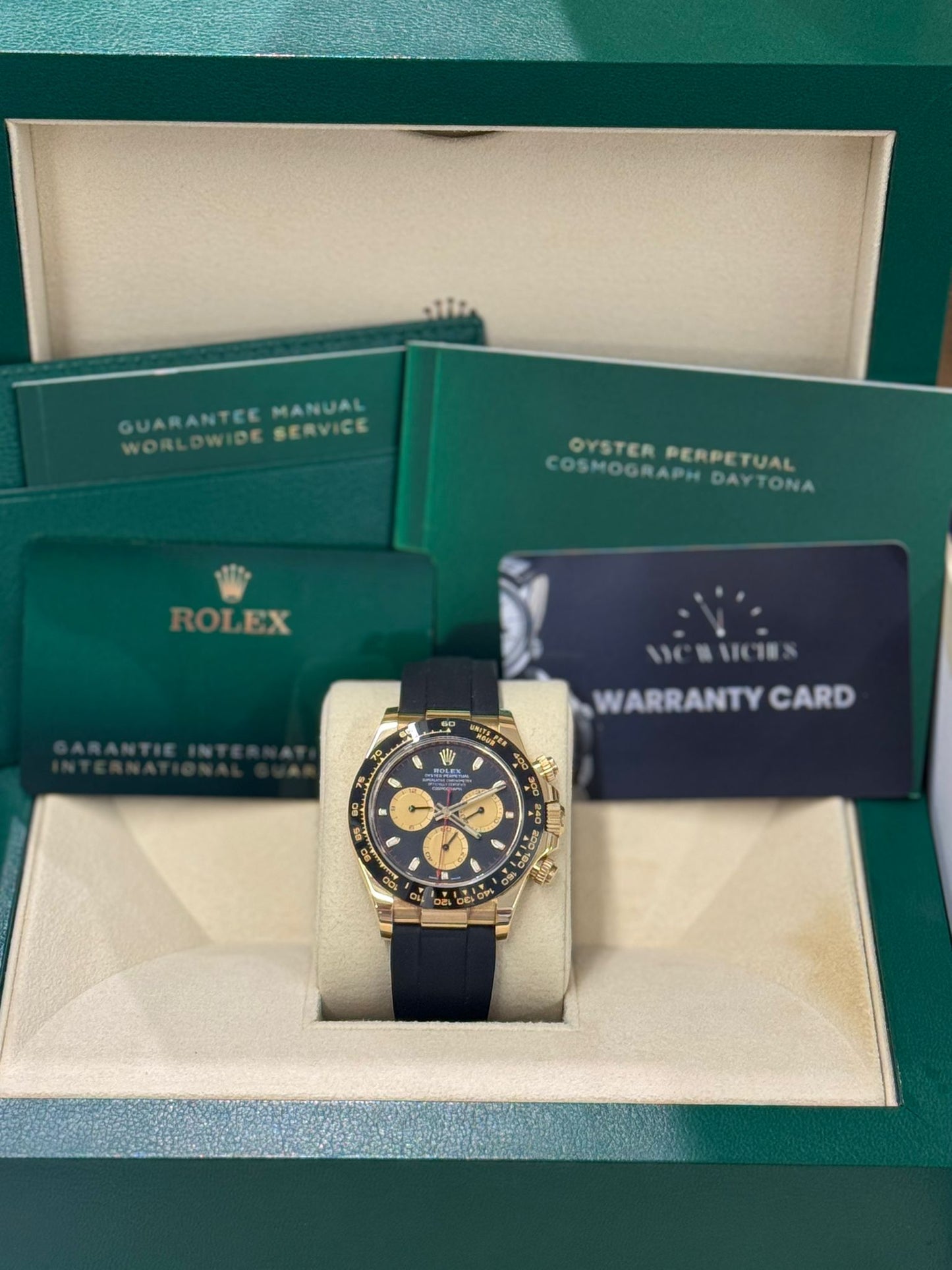 Rolex Yellow Gold Daytona Watch - 40 MM - Oysterflex Strap - Black Dial - 116518LN bkchof