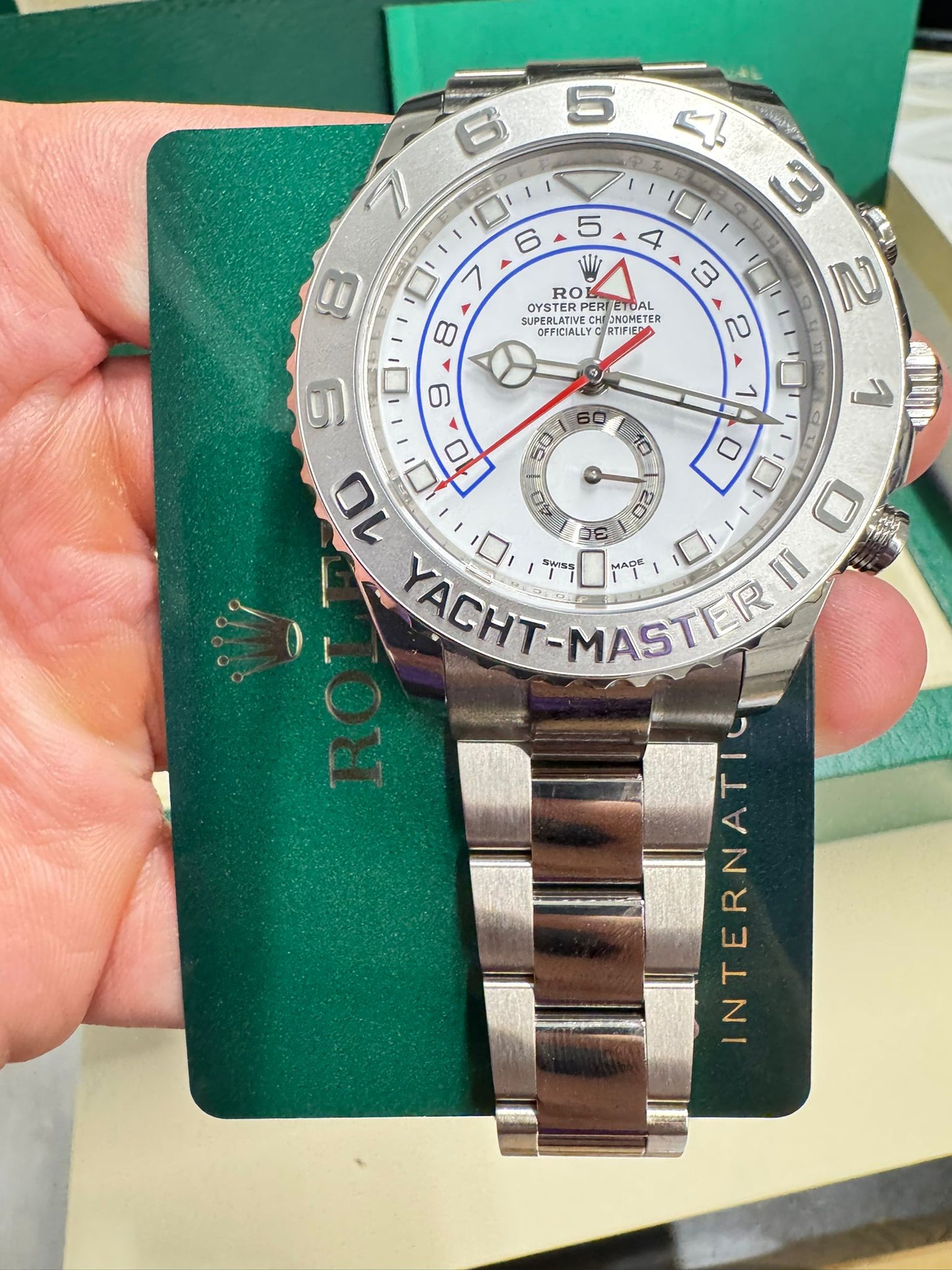 Rolex Steel Yacht-Master II Watch - 44 MM - Oyster Bracelet - White Dial - 116689