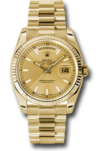 Rolex Day-Date - 36 MM - Yellow Gold - Champagne Index Dial - 118238-0103