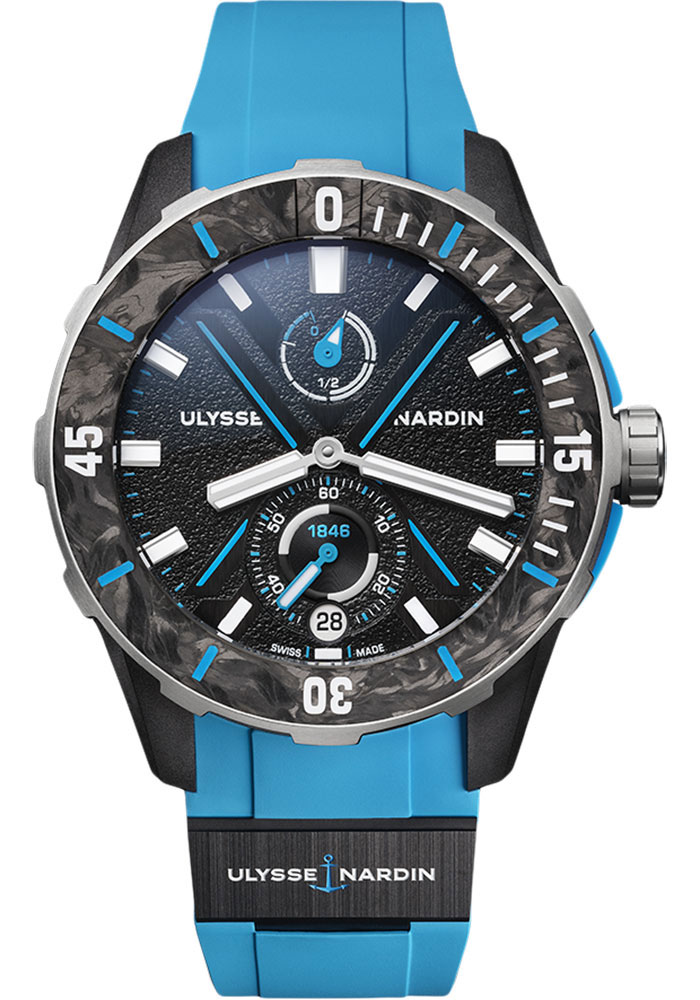 Ulysse Nardin Diver Recycled Stainless Steel 44 MM - Blue Rubber And Ceramic - Black Dial - 1183-170-2B/3A