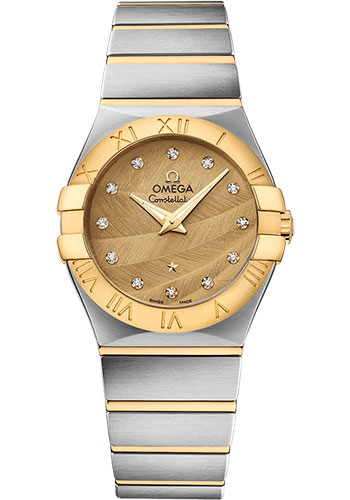 Omega Constellation Stainless Steel and Yellow Gold 27 MM - Stainless Steel and Yellow Gold Bracelet - Sandy Champagne Dial - 123.20.27.60.58.003