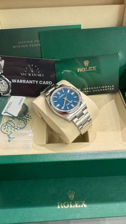 Rolex Oyster Perpetual - Stainless Steel - 36 MM - Oyster Bracelet - Med Blue Dial - 126000-0003