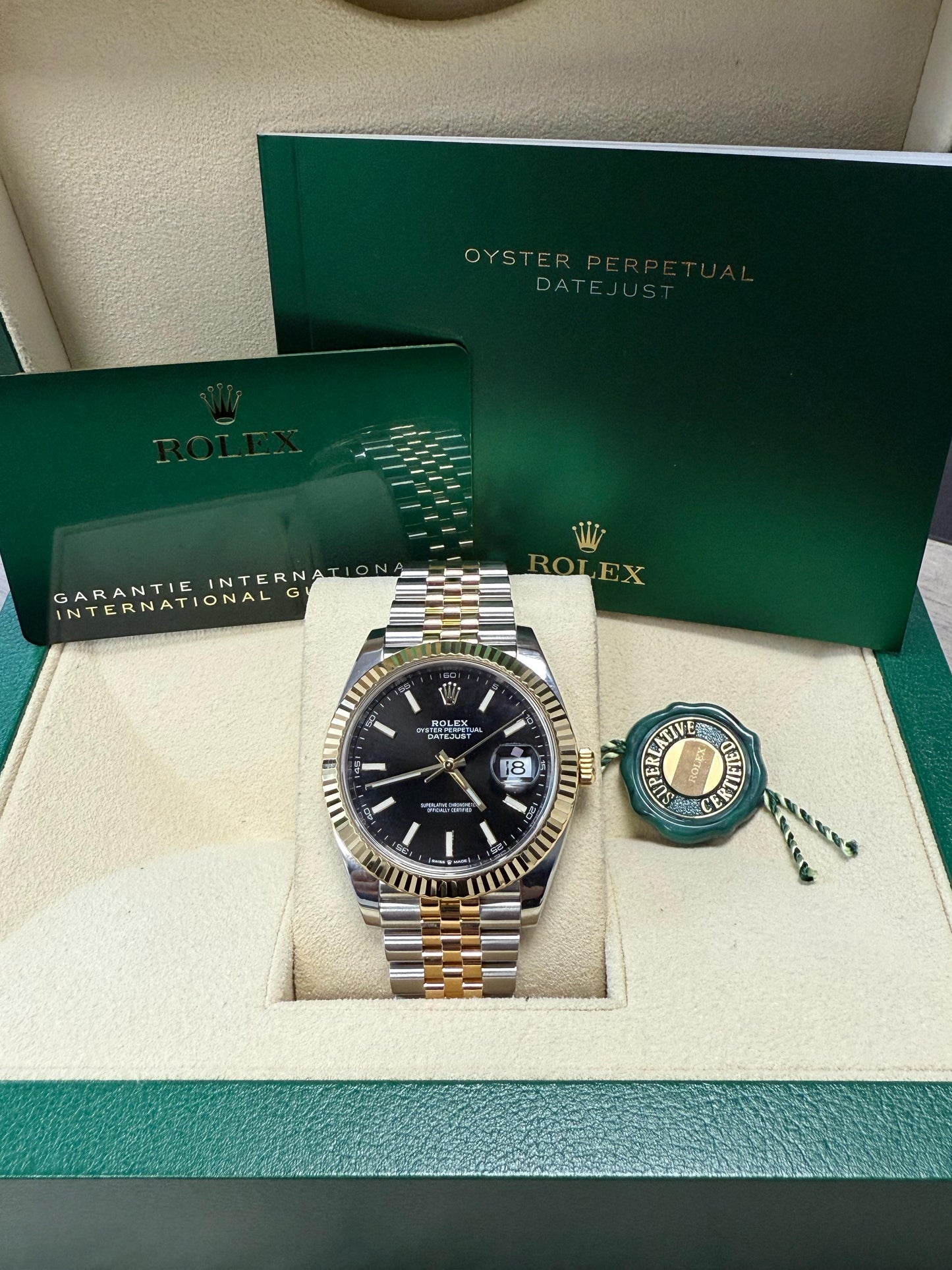 Rolex Stainless Steel and Yellow Gold Datejust 41 Date Watch - 41 MM - Jubilee Bracelet - Fluted Bezel - Black Dial - 126333 bkij