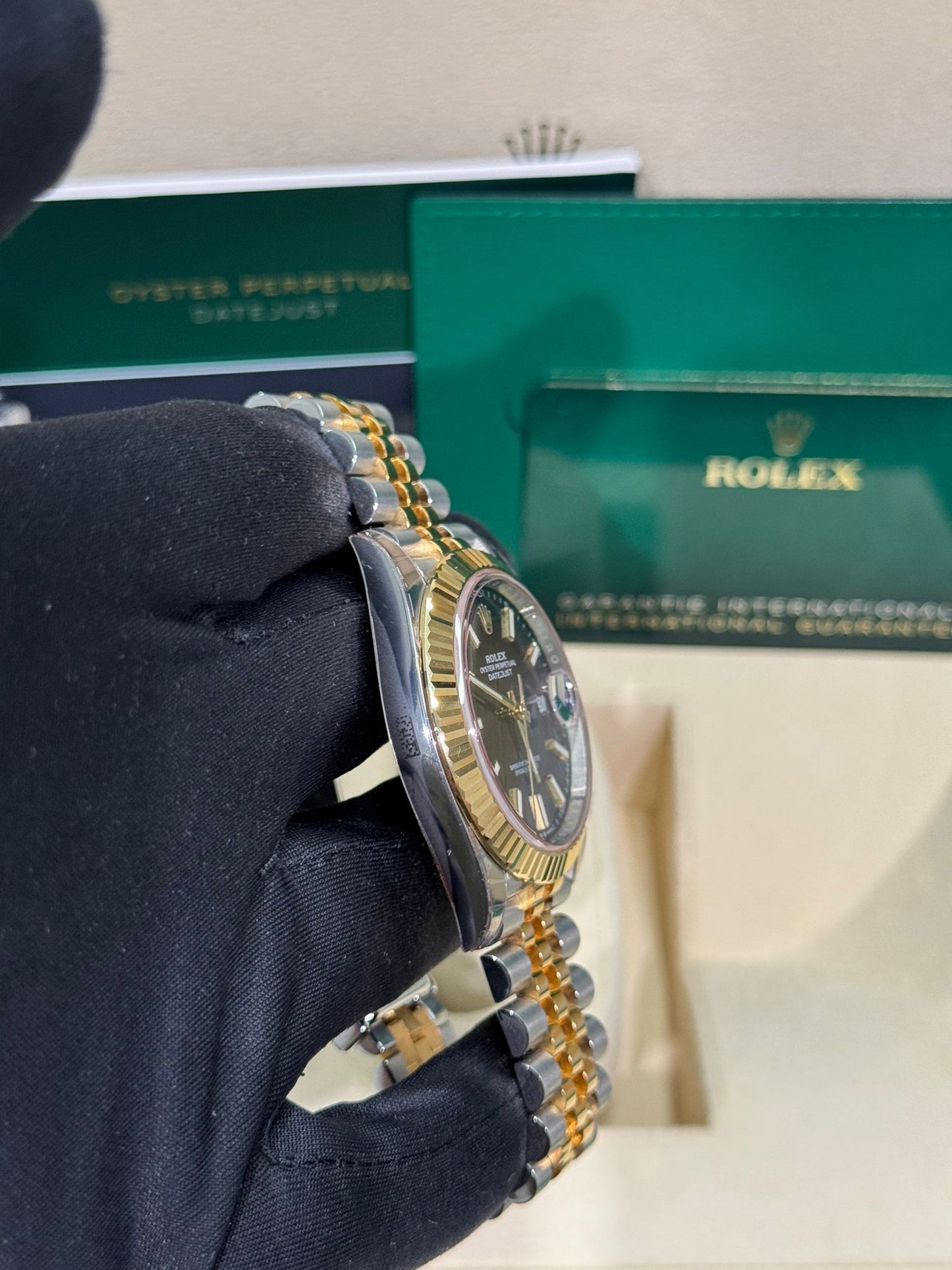 Rolex Stainless Steel and Yellow Gold Datejust 41 Date Watch - 41 MM - Jubilee Bracelet - Fluted Bezel - Black Dial - 126333 bkij