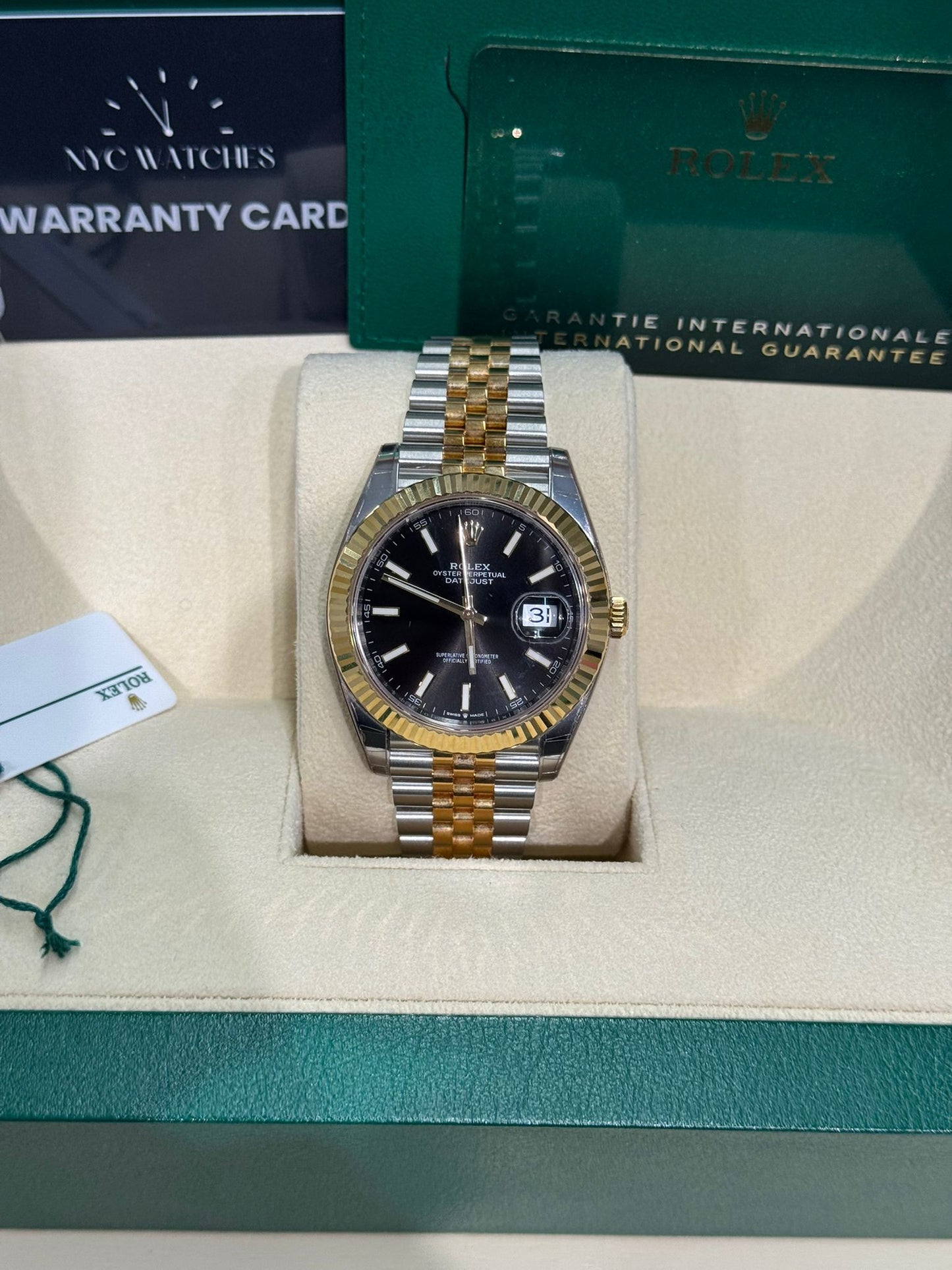 Rolex Stainless Steel and Yellow Gold Datejust 41 Date Watch - 41 MM - Jubilee Bracelet - Fluted Bezel - Black Dial - 126333 bkij