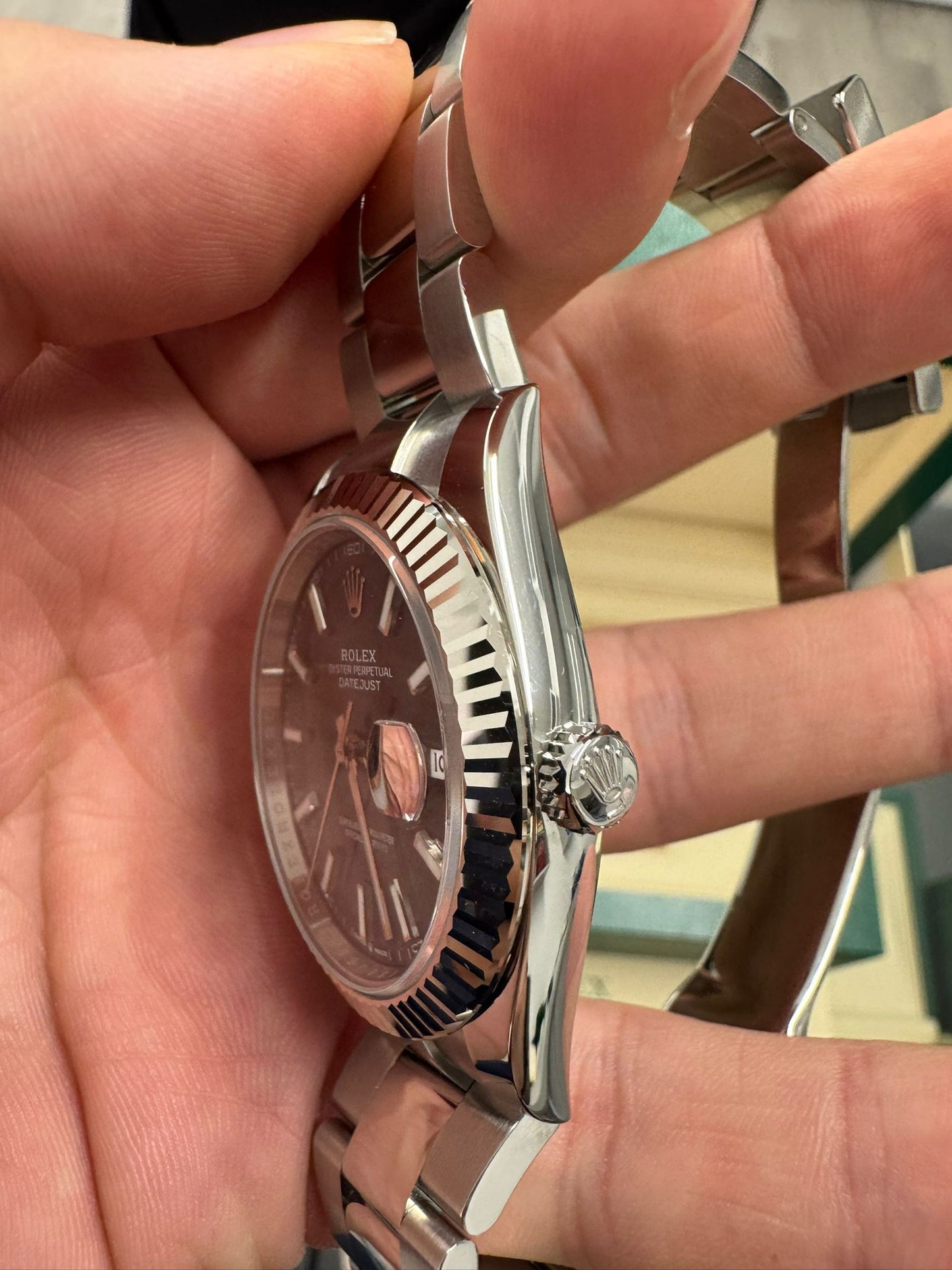 Rolex Stainless Steel and White Gold Datejust 41 Date Watch - 41 MM - Oyster Bracelet - Fluted Bezel - Blue Dial - 126334 blio