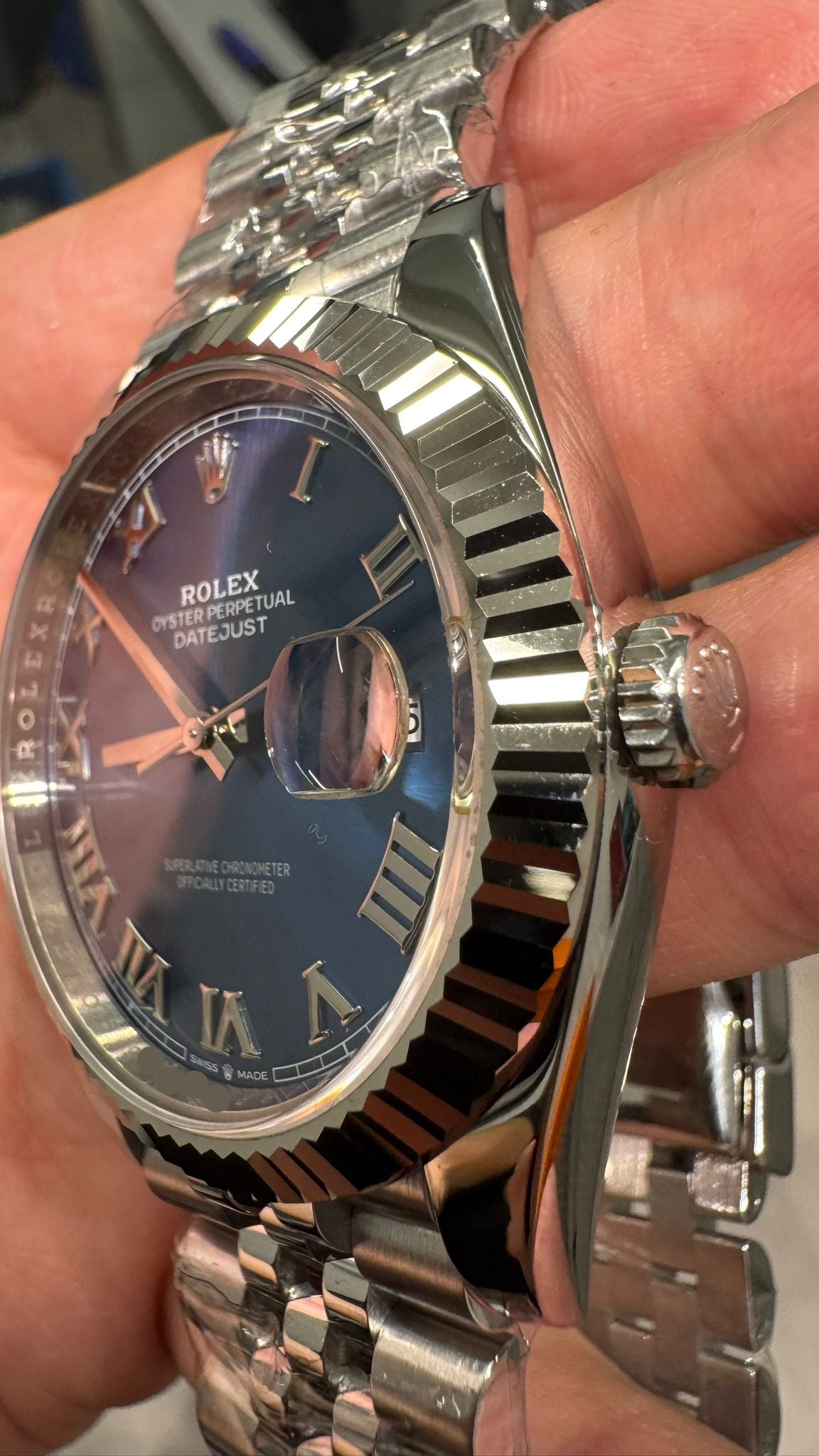 Rolex Stainless Steel and White Gold Datejust 41 Date Watch - 41 MM - Jubilee Bracelet - Fluted Bezel - Blue Roman Dial - 126334 blrj