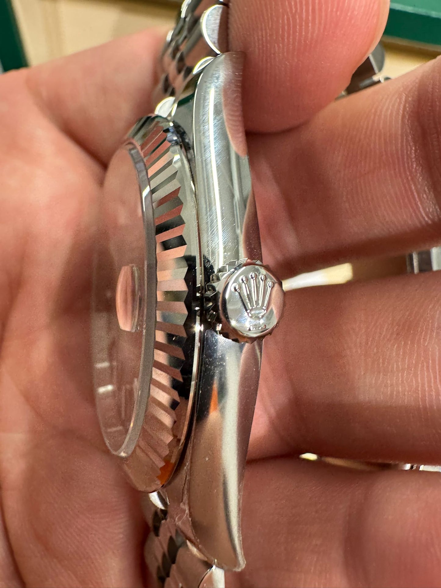 Rolex Stainless Steel and White Gold Datejust 41 Date Watch - 41 MM - Jubilee Bracelet - Fluted Bezel - Green Dial - 126334 mgij