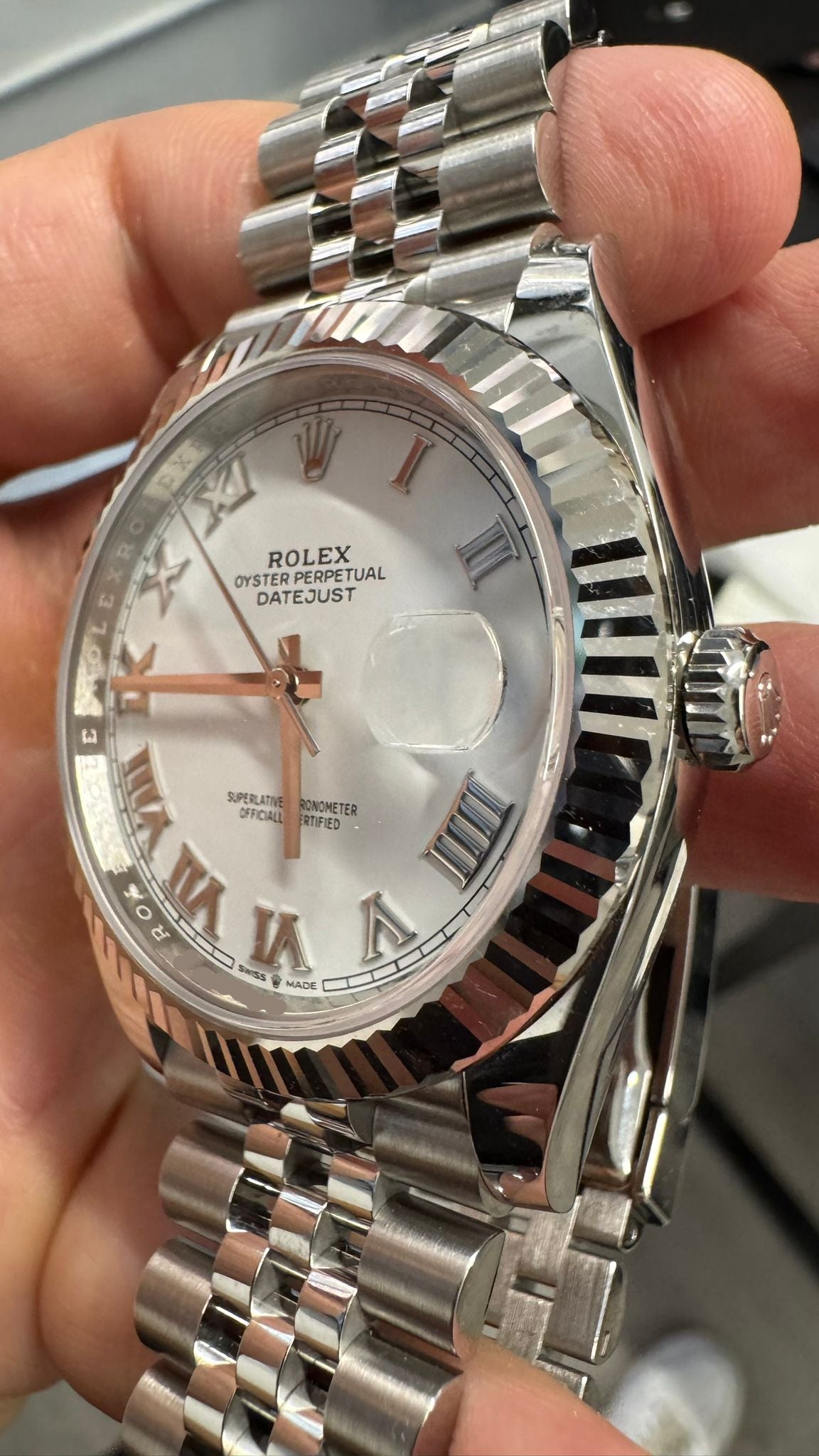 Rolex Stainless Steel and White Gold Datejust 41 Date Watch - 41 MM - Jubilee Bracelet - Fluted Bezel - White Roman Dial - 126334 wrj