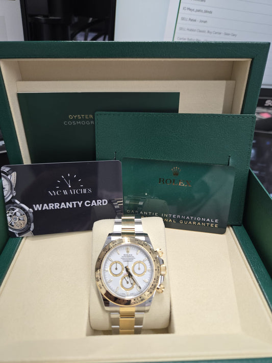 Rolex Oystersteel and Yellow Gold Cosmograph Daytona Watch - 40 MM - Oyster Bracelet - Fixed Bezel - White Index Dial - 126503 wio