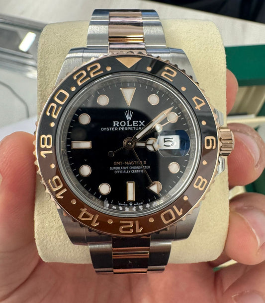 Rolex Stainless Steel & Everose Gold GMT-Master II Watch - 40 MM - Oyster Bracelet - Black Dial - 126711CHNR bk