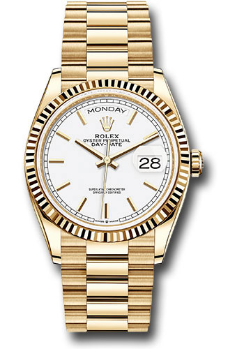 Rolex Day-Date - 36 MM - Yellow Gold - White Index Dial - 128238 wip nyc watcher nyc watches