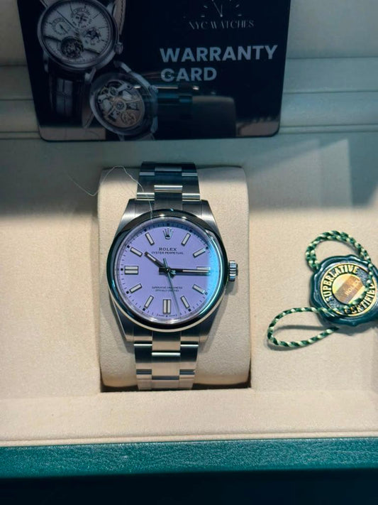 Rolex Oyster Perpetual - Stainless Steel - 41 MM - Oyster Bracelet - Lavender Dial - Domed Bezel - 134300-0012