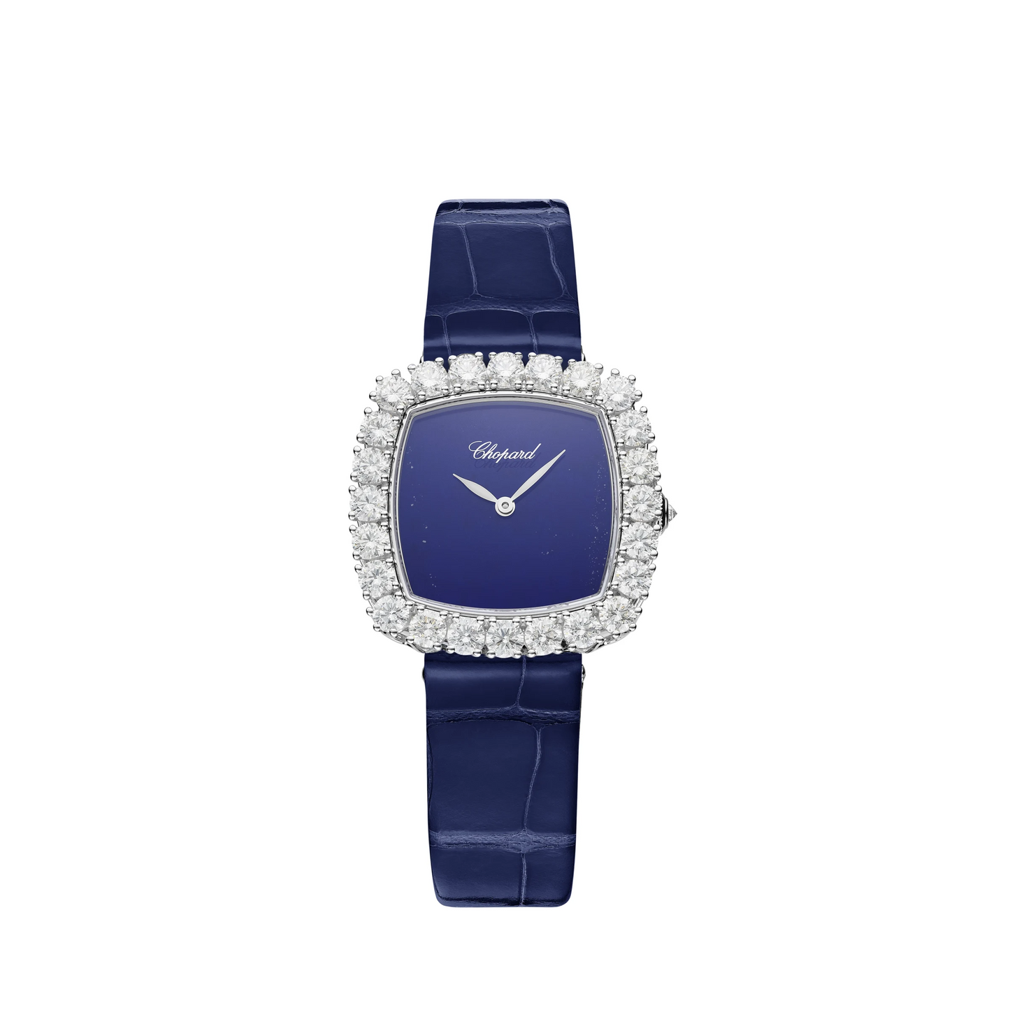 Chopard L'Heure Du Diamant White Gold 30.50 MM - Blue Leather Strap - Diamond Bezel - Blue Dial - 13A386-1112