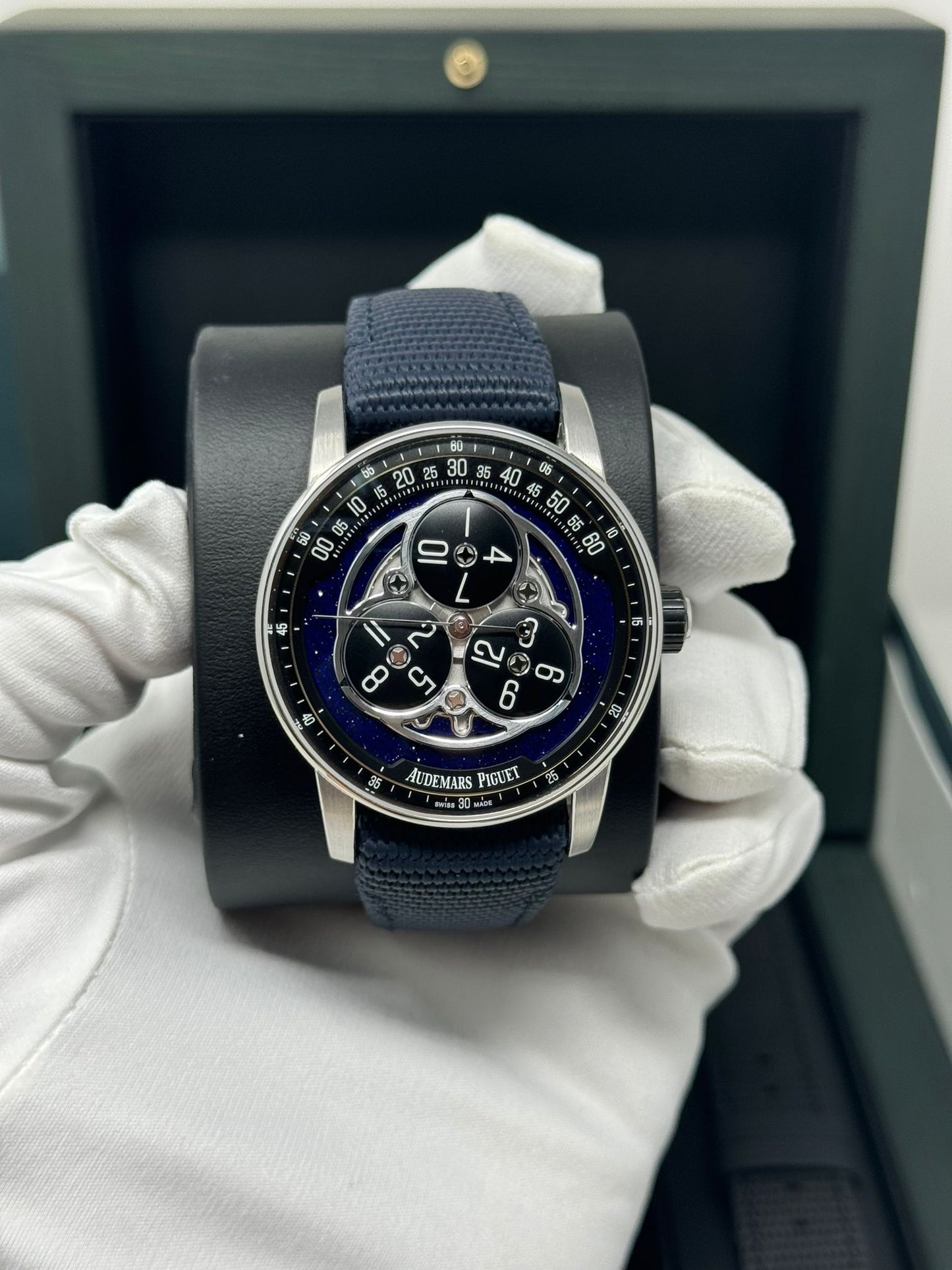 Audemars Piguet Code 11.59 Starwheel - 41 MM - Black Ceramic - White Gold Bezel - Blue Dial - Black Rubber Strap - 15212NB.OO.A002.KB.01