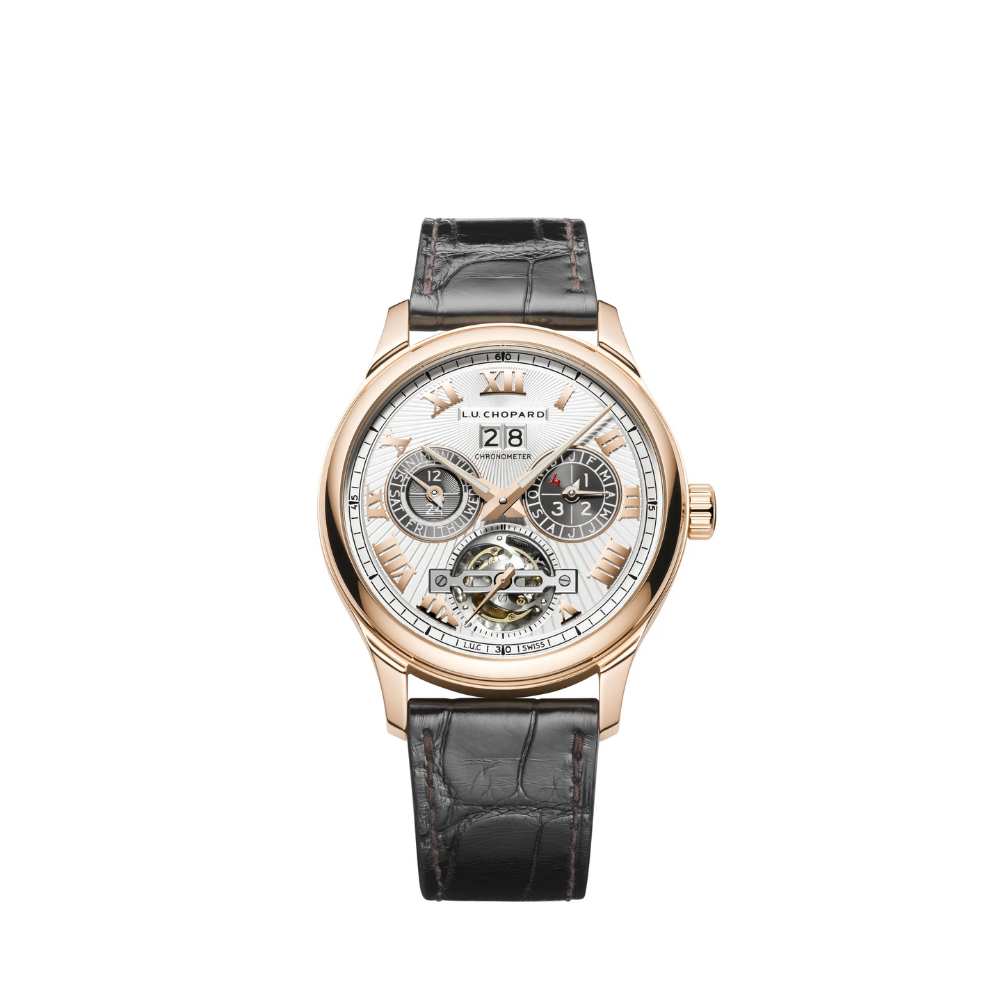 Chopard L.U.C Rose gold 43 MM - Brown Alligator Strap - White Dial - 161940-5001