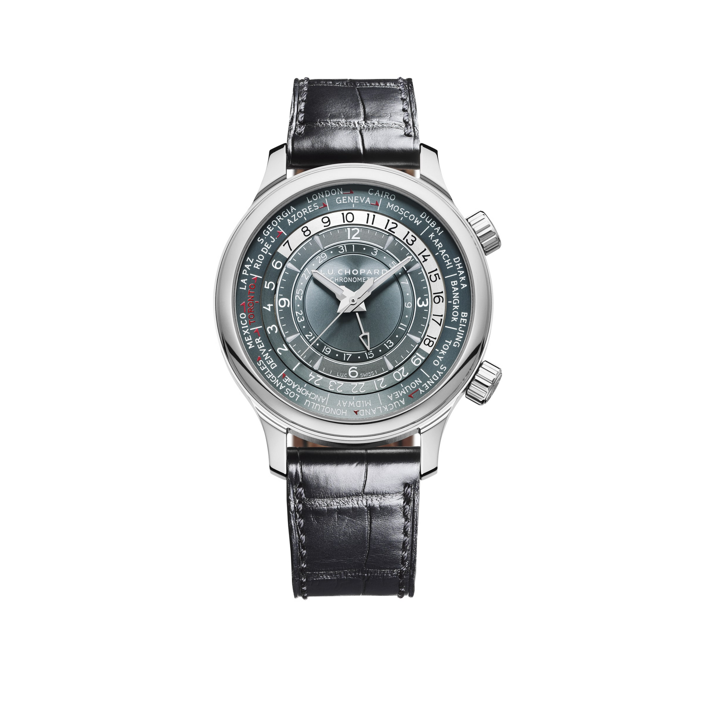 Chopard L.U.C Platinium 42 MM - Black Alligator Strap - Galvanic Blue-Gray Dial - 161942-9001