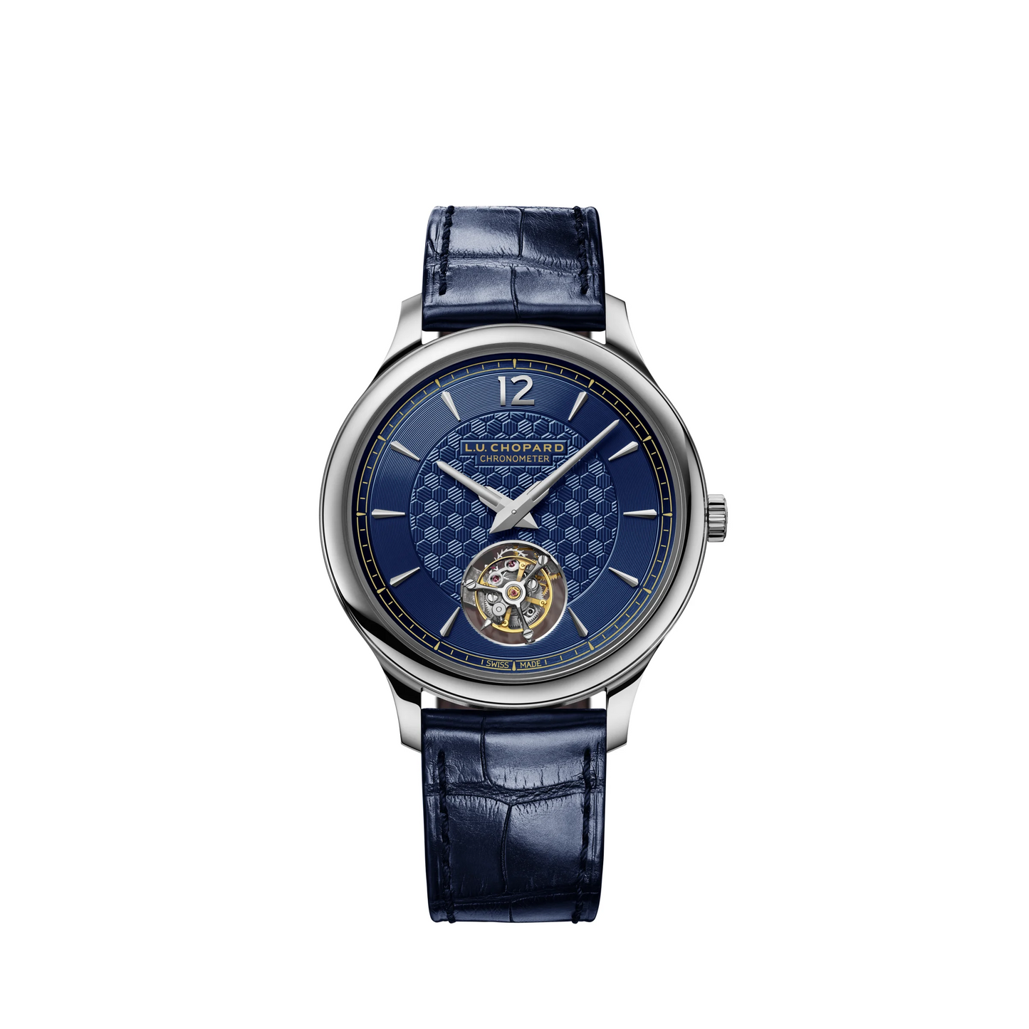 Chopard L.U.C White Gold 40 MM - Blue Alligator Strap - Blue Guilloché Dial - 161978-1001