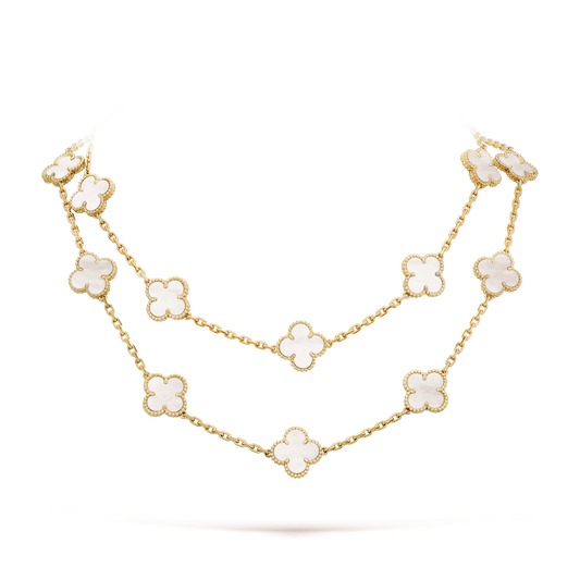 Van Cleef & Arpels Vintage Alhambra Long Necklace - 18k Yellow Gold - MoP - 20 Motifs - VCARA42100
