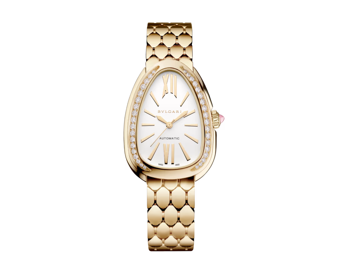 Bvlgari Serpenti Seduttori Automatic - 34 MM - Yellow Gold - Diamond Bezel - White Opaline Dial - 103898
