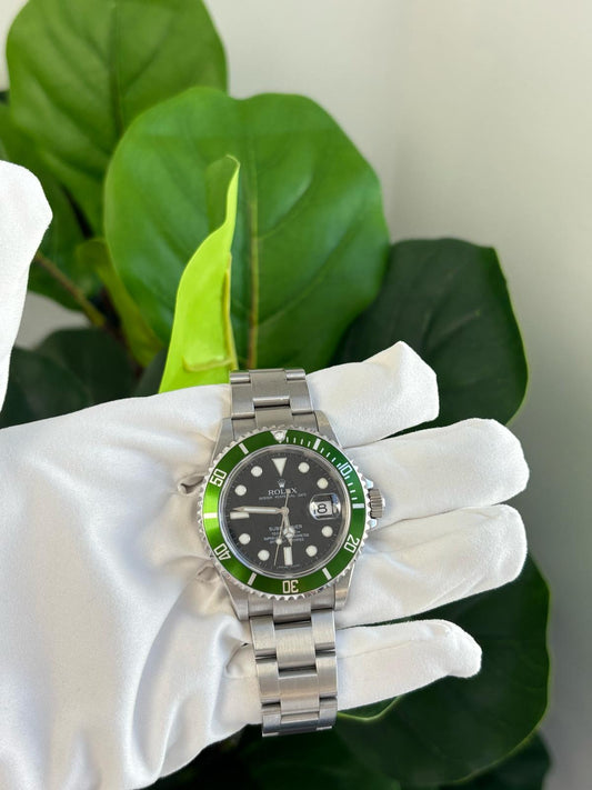 Rolex Submariner "Kermit" Stainless Steel Watch 40MM - Oyster Bracelet - Black Dial - Green Bezel - 16610LV