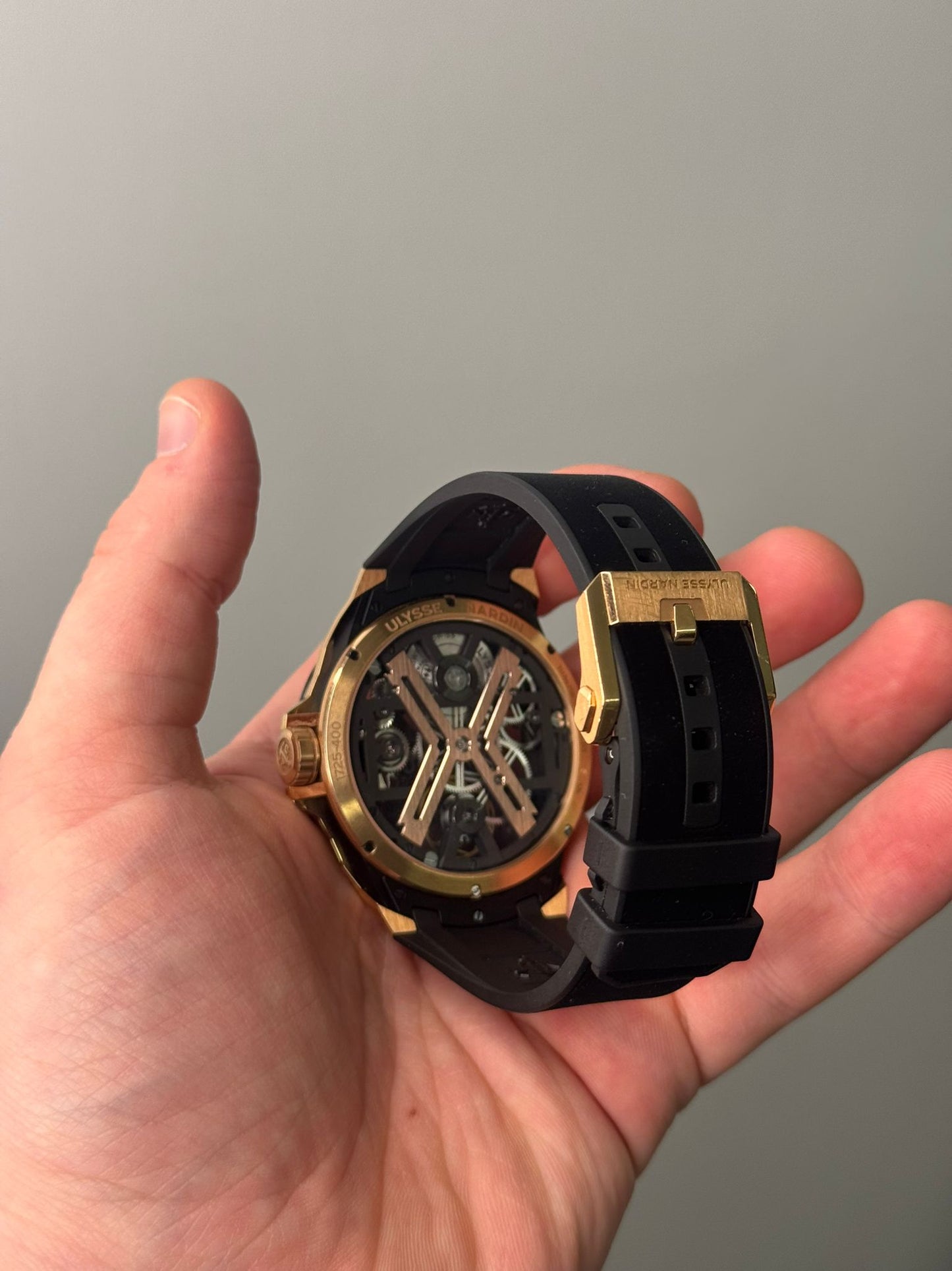 Ulysse Nardin Blast Rose Gold Case 45 MM - Black Velvet Strap - Skeleton Dial - 1725-400-3B/02