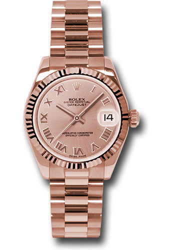 Rolex Everose Gold Datejust - 31 MM - President Bracelet - Fluted Bezel - Pink Champagne Roman Dial - 178275 prp