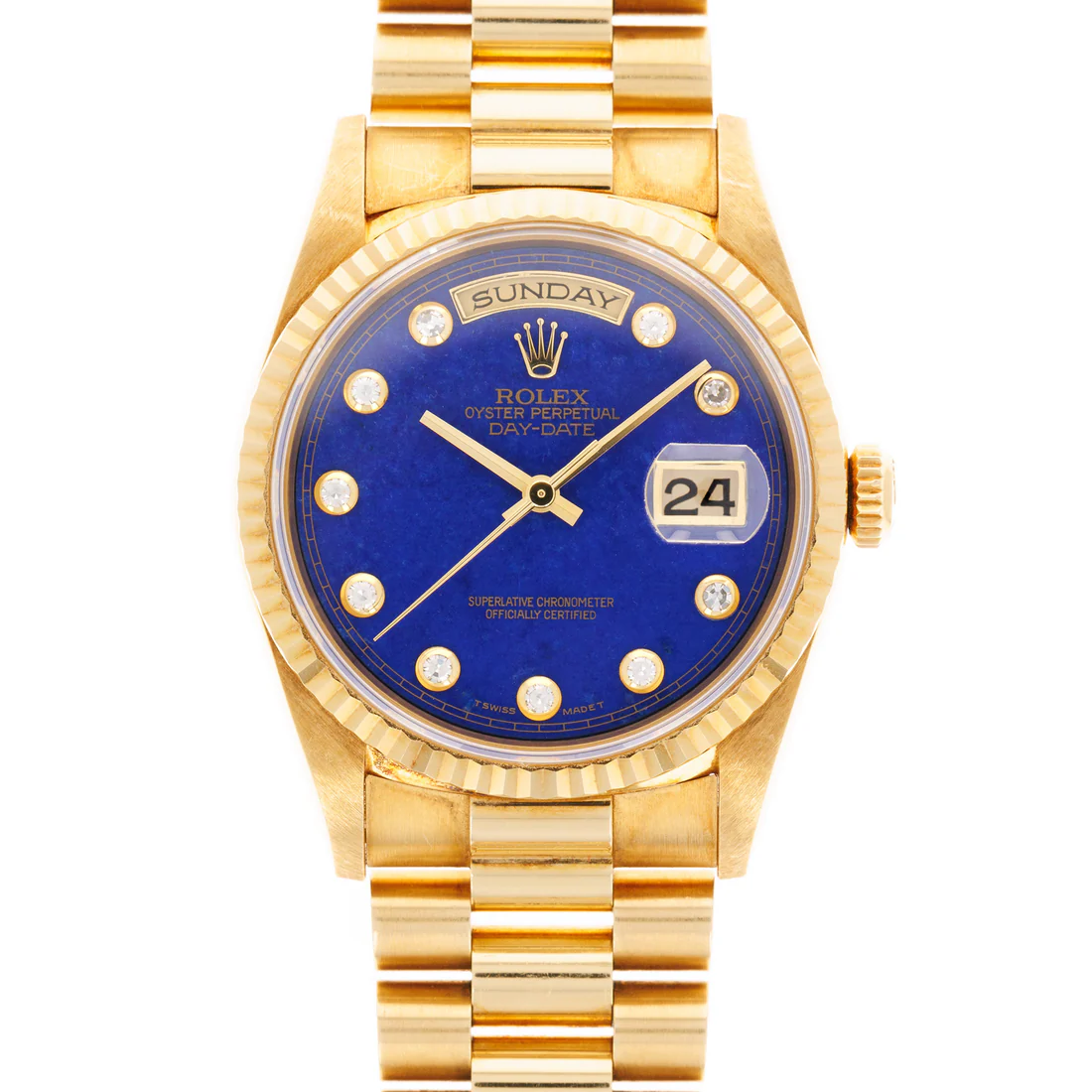 Rolex Day-Date - 36 MM - Yellow Gold - Blue Diamond Dial - 18238 bld nyc watcher nyc watches