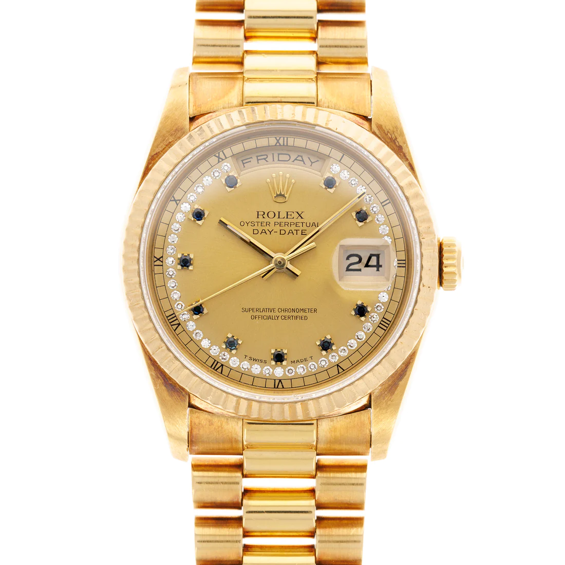 Rolex Day-Date - 36 MM - Yellow Gold - Champagne Sapphire Dial - 18238 chs nyc watcher nyc watches