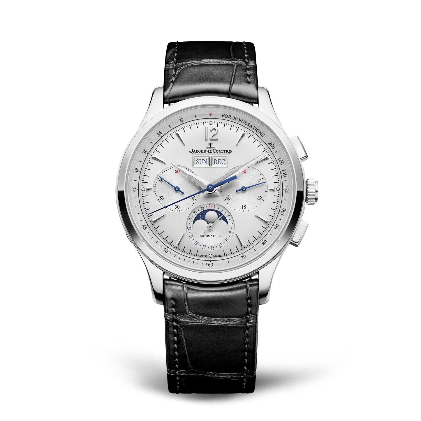 JLC - Master Control Chronograph Calendar - 40 MM - Stainless Steel - Gray Dial - Brown Leather Strap - Q4138431