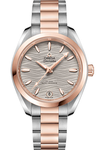 Omega Seamaster Aqua Terra Co Axial Stainless Steel and Rose Gold 34 MM - Stainless Steel and Rose Gold Bracelet - Waved Grey Dial - 220.20.34.20.06.001