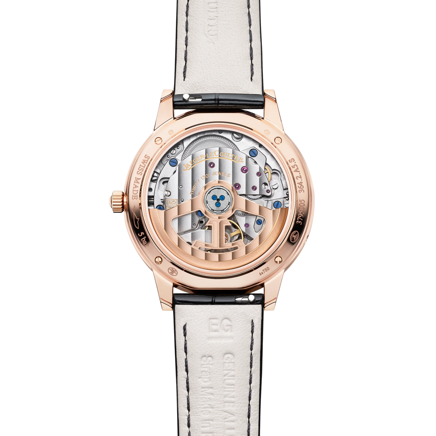 JLC - Rendez-Vous Classic Moon - 34 MM - Pink Gold - Silvered-Gray Guilloché Diamond Dial - Diamond-Set Bezel - Black Leather Strap - Q3572431