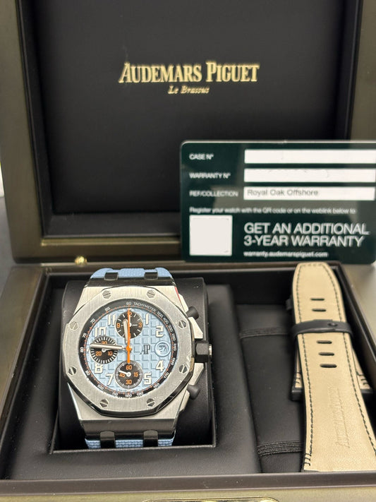 Audemars Piguet Royal Oak Offshore Stainless Steel Selfwinding Chronograph 42 MM - Blue Rubber Strap - Blue Dial - 26238ST.OO.A340CA.01