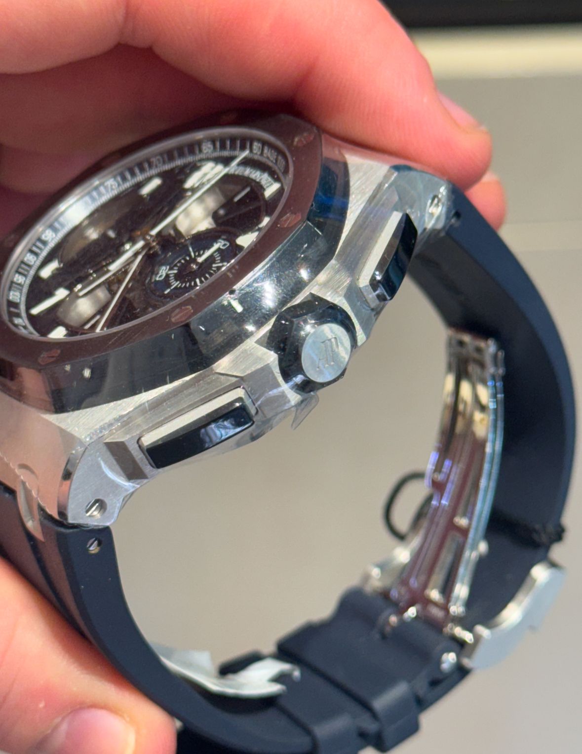 Audemars Piguet Royal Oak Offshore Tourbillon Chronograph Platinum 44 MM - Blue Rubber Strap - Skeleton Blue Dial - 26388PO.OO.D027CA.01