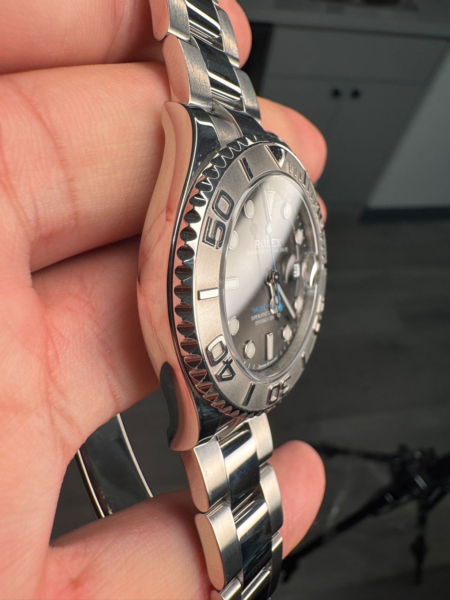 Rolex Steel and Platinum Yacht-Master Watch - 37 MM - Oyster Bracelet - Dark Rhodium Dial - 268622 dkrh