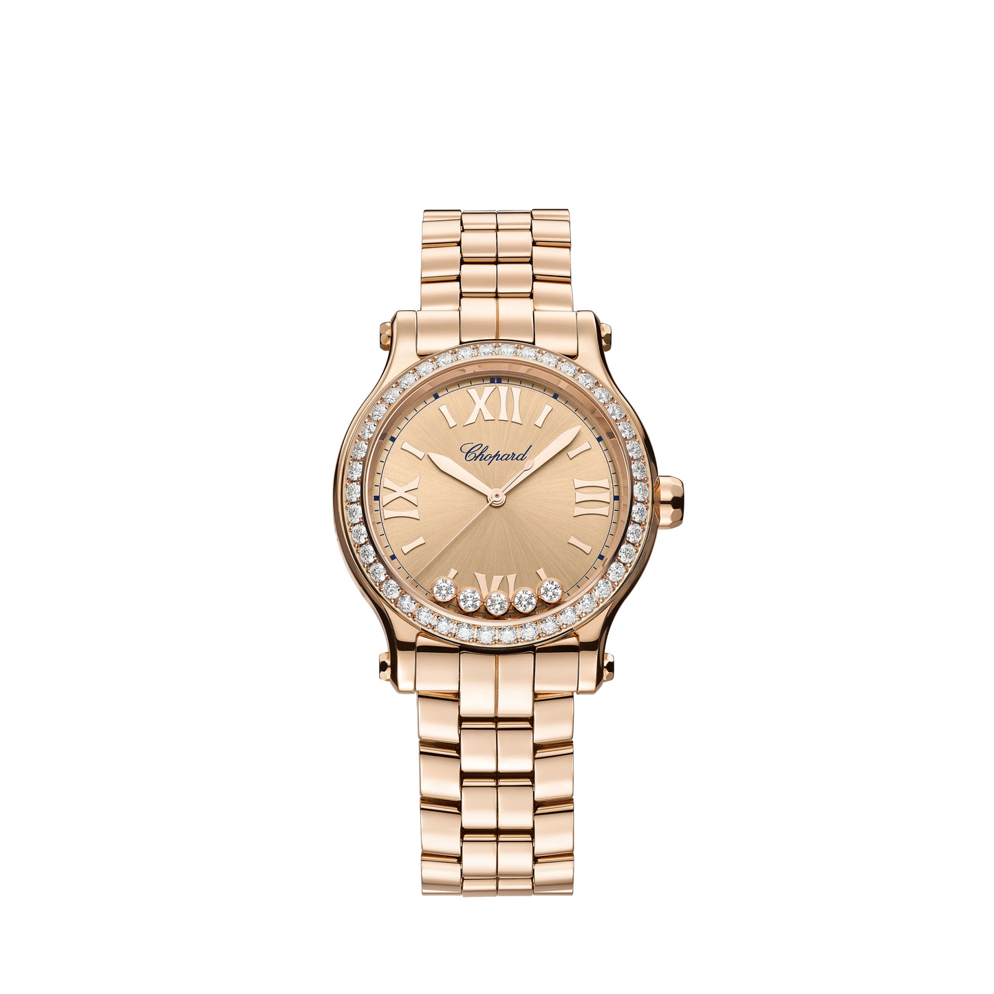 Chopard Happy Sport Rose Gold 33 MM - Rose Gold Bracelet -Diamond Bezel - Rose Gold Diamond Dial - 275378-5009