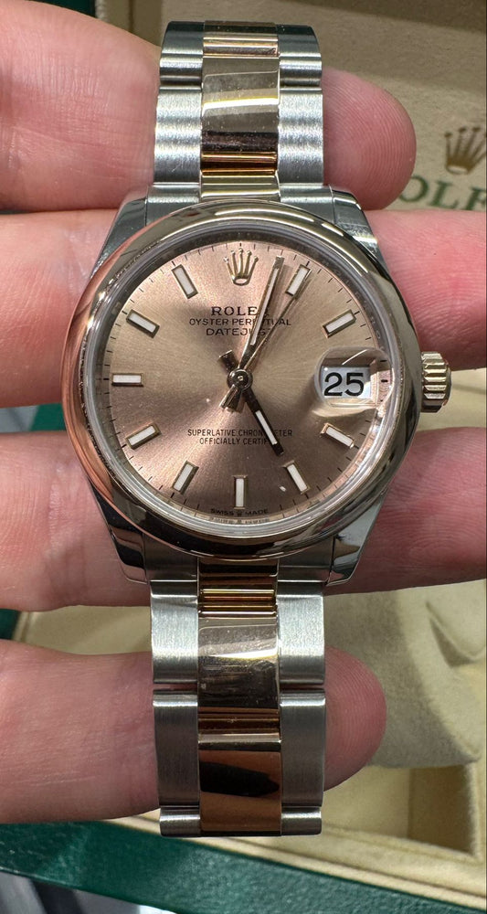 Rolex Steel and Everose Gold Datejust - 31 MM - Oyster Bracelet - Domed Bezel - Rosé Index Dial - 278241 roio
