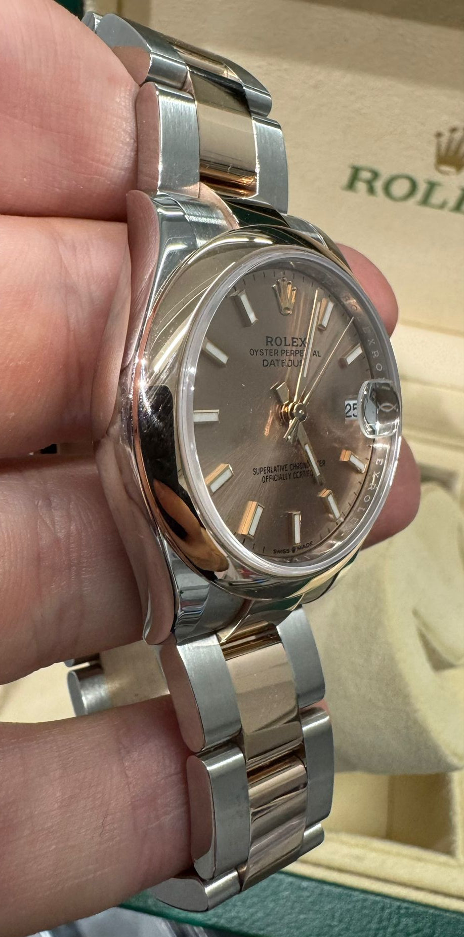 Rolex Steel and Everose Gold Datejust - 31 MM - Oyster Bracelet - Domed Bezel - Rosé Index Dial - 278241 roio