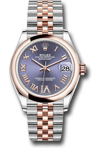 Rolex Steel and Everose Gold Datejust - 31 MM - Jubilee Bracelet - Domed Bezel - Aubergine Diamond Roman VI Dial - 278241 aubdr6j