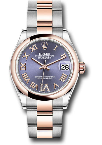 Rolex Steel and Everose Gold Datejust - 31 MM - Oyster Bracelet - Domed Bezel - Aubergine Roman VI Dial - 278241 aubdr6o