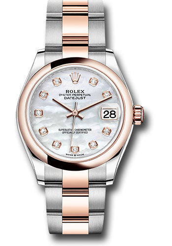 Rolex Steel and Everose Gold Datejust - 31 MM - Oyster Bracelet - Domed Bezel - White Mother-Of-Pearl Diamond Dial - 278241 mdo