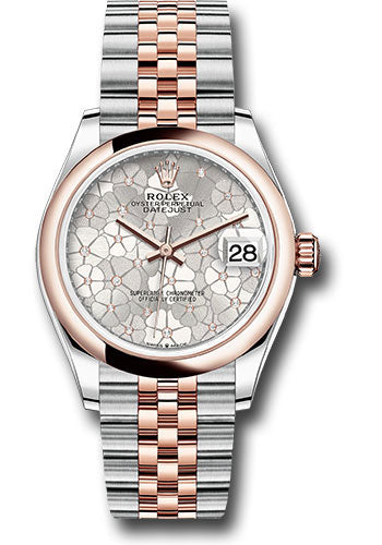 Rolex Steel and Everose Gold Datejust - 31 MM - Jubilee Bracelet - Domed Bezel - Silver Floral Motif Diamond Dial - 278241 sflomdj