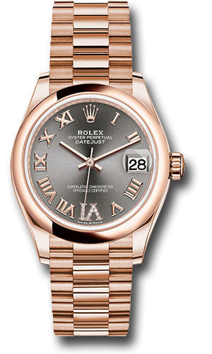 Rolex Everose Gold Datejust - 31 MM - President Bracelet - Domed Bezel - Rhodium Diamond Six Dial - 278245 dkrhdr6p